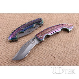 Cold Steel Tie lines color Titanium handle dogleg folding knife UD404603